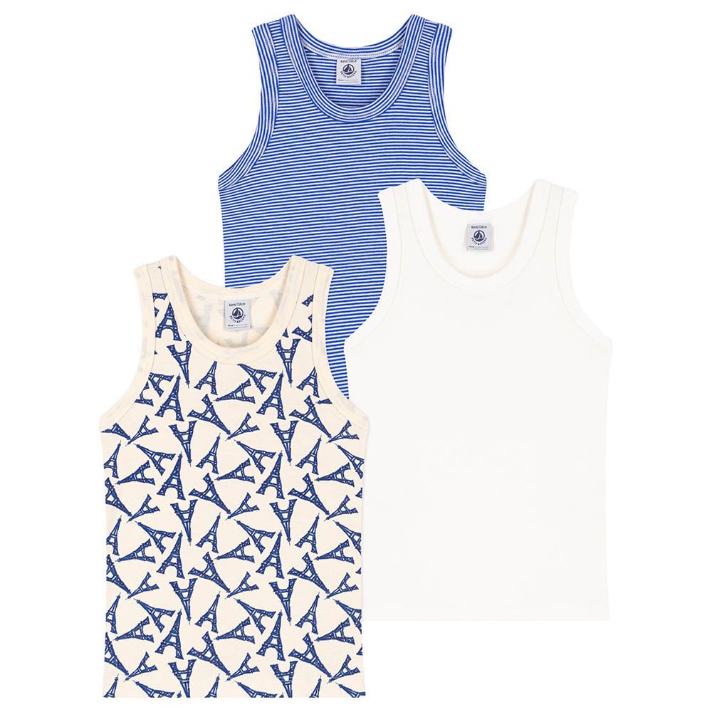 Petit Bateau - 3pc-Set - Boy's Paris Cotton Vest