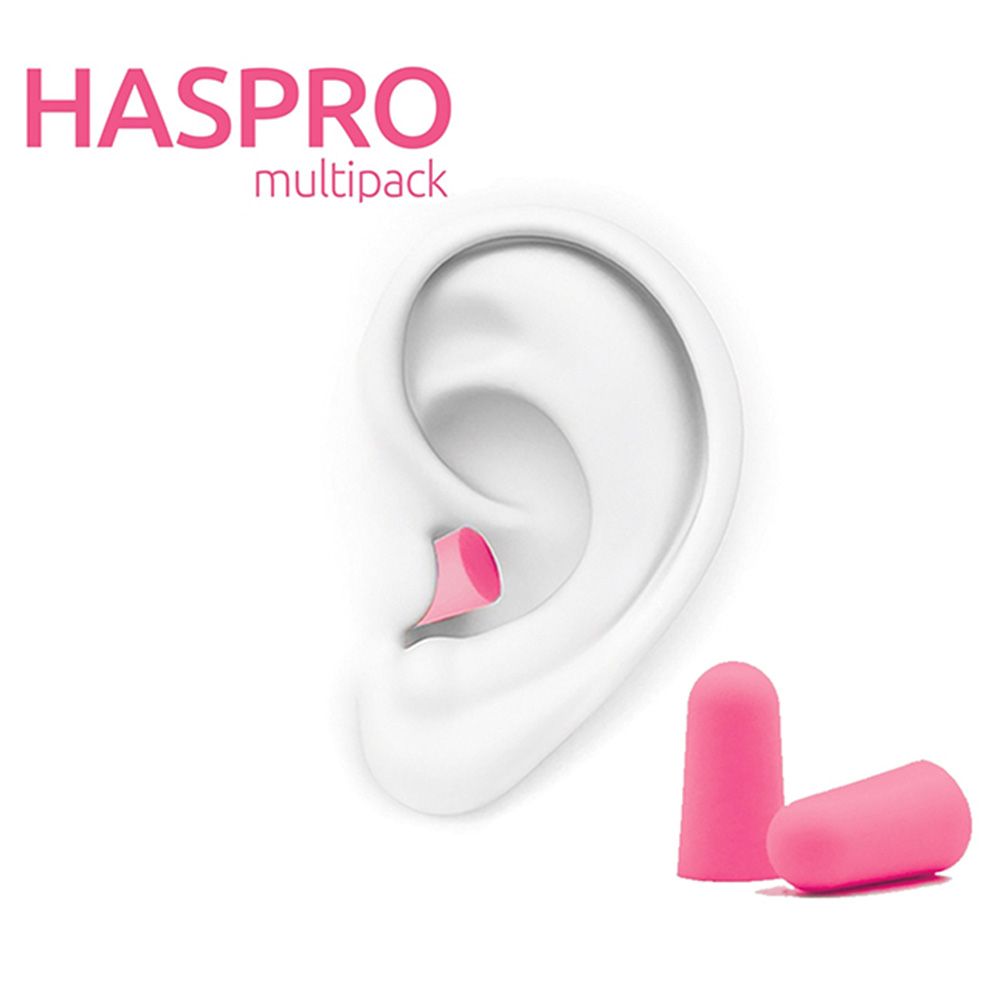 Haspro - Universal Foam Earplugs Pack of 10 Multipack - Pink