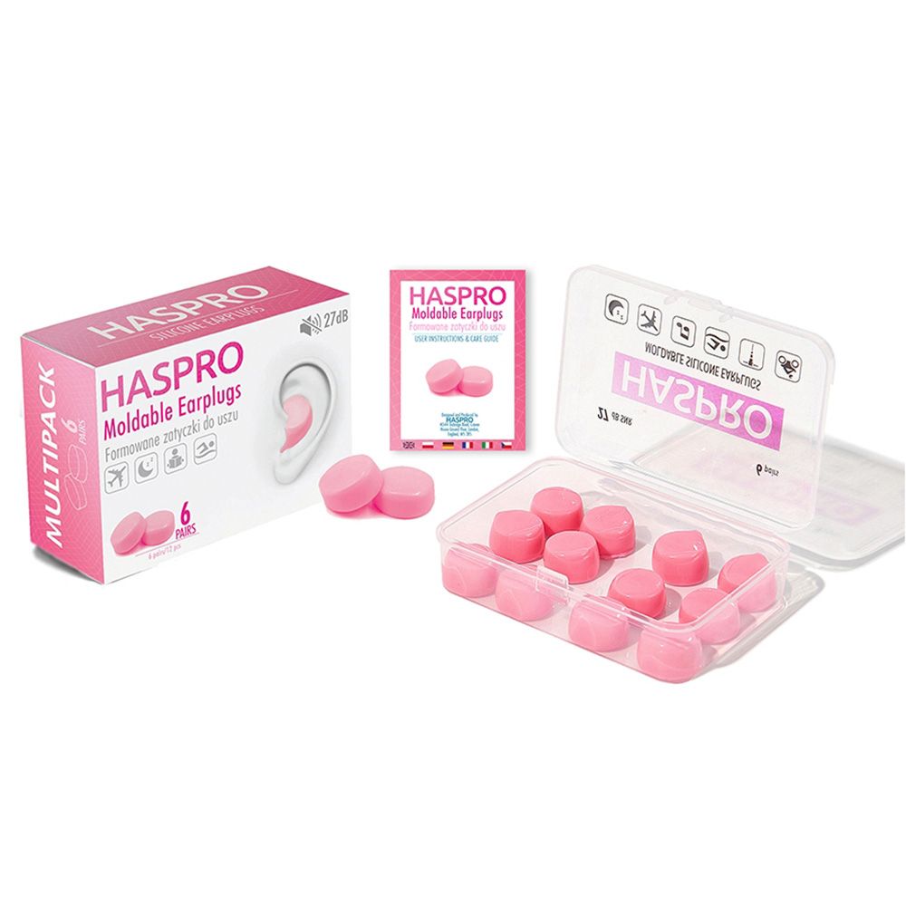 Haspro - Moldable Earplugs Pack of 12 - Pink