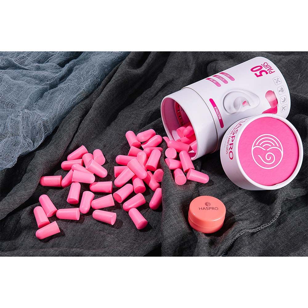 Haspro - Soft Tube Earplugs 50 Pairs - Pink