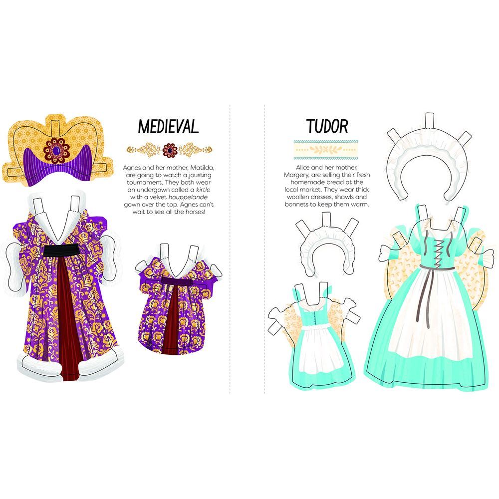 كتاب الأنشطة Mother and Daughter Dress-up Dolls: Fashion From Long Ago