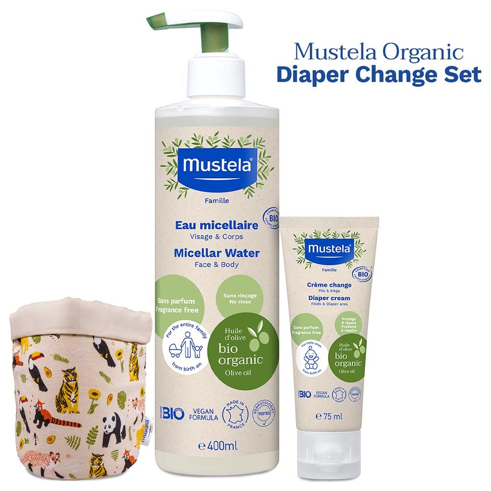 Mustela - Organic Diaper Cream 75ml and Micellar Water 400ml (Exclusive)