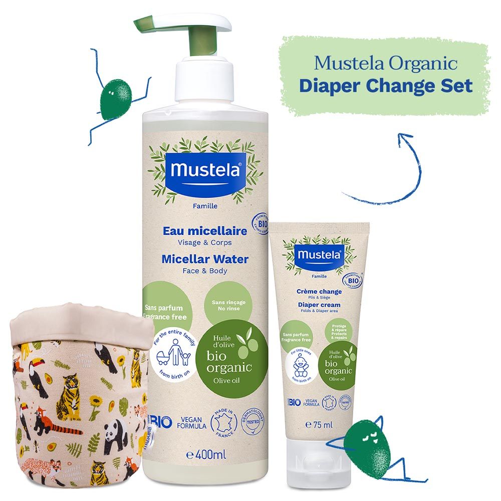 Mustela - Organic Diaper Cream 75ml and Micellar Water 400ml (Exclusive)