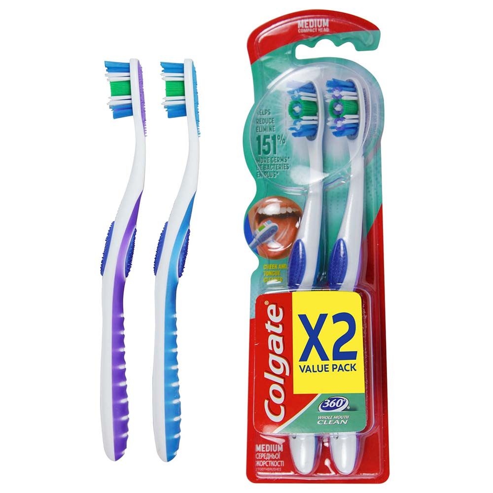 Colgate - 360 Medium Multipack Toothbrush Pack of 2