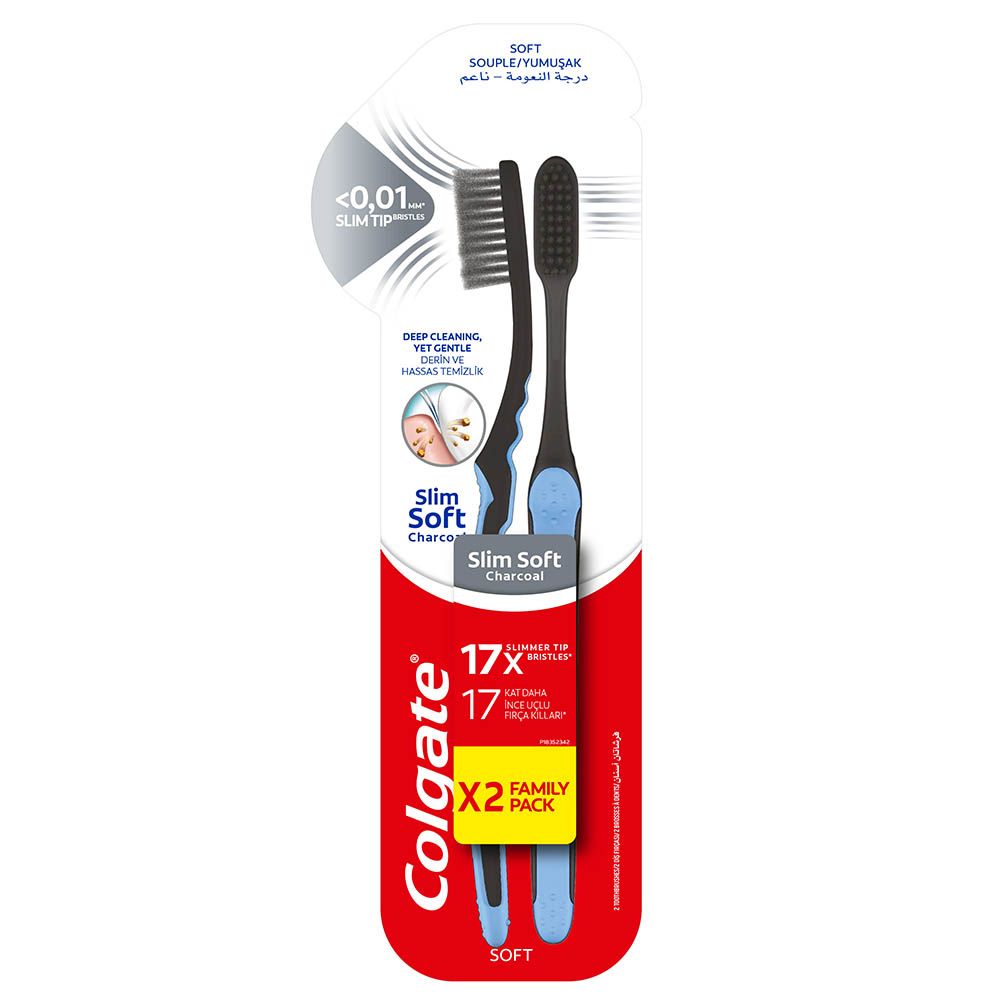 Colgate - Slim Soft Black Charcoal Toothbrush Pack of 2