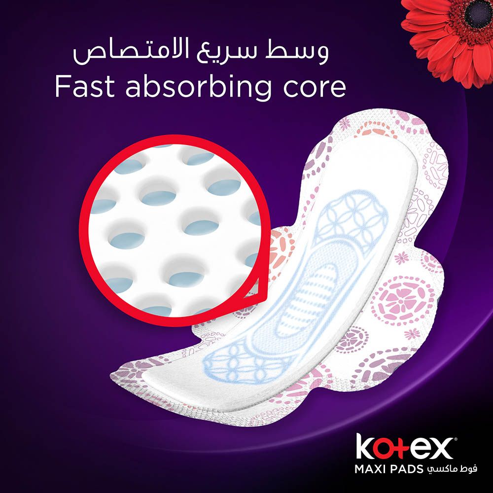 Kotex - Maxi Protect Thick Pads, Super Size Sanitary Pads with Wings, 60 Sanitary Pads