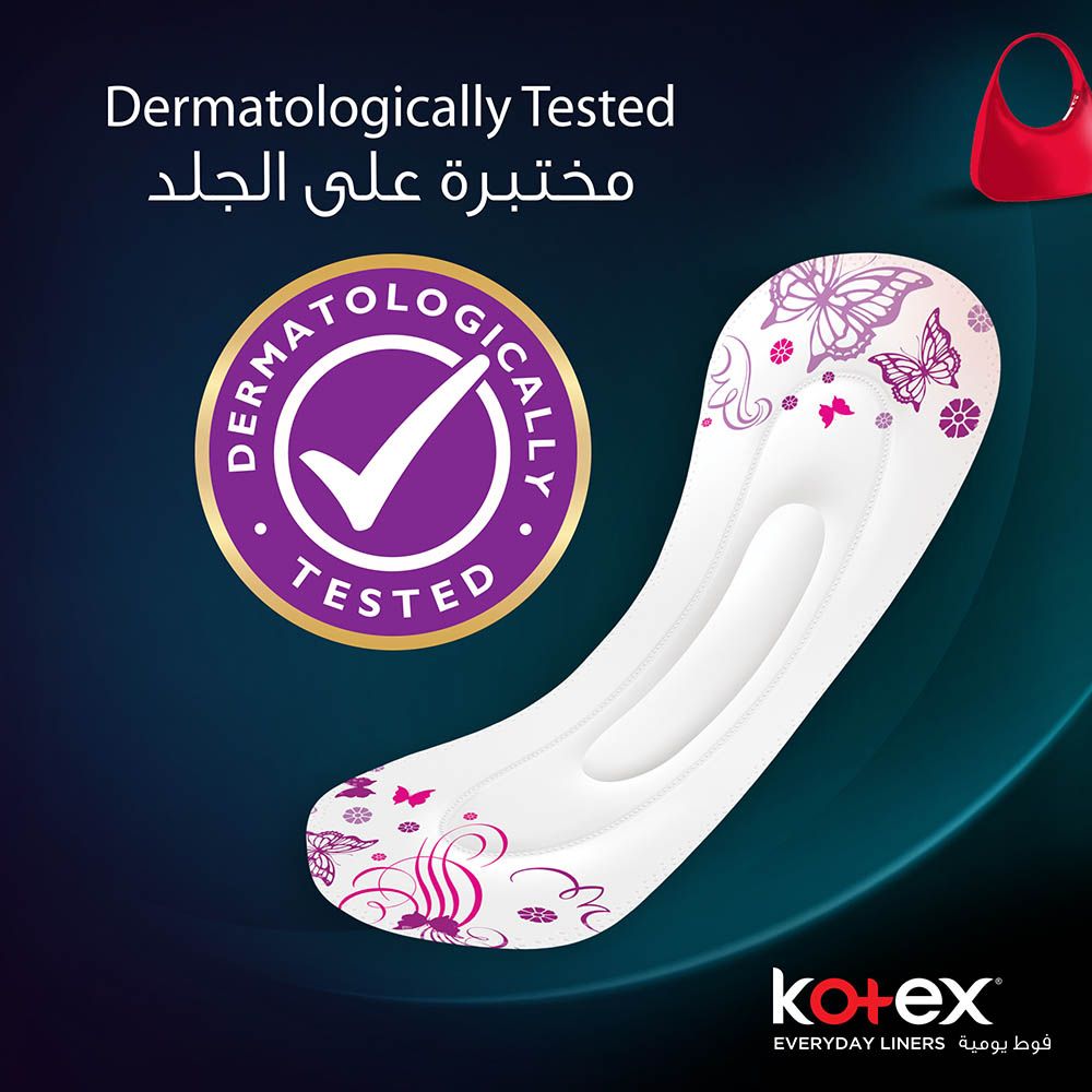 Kotex - Antibacterial Panty Liners, 99% Protection from Bacteria Growth, Long Size, 44 Daily Panty Liners