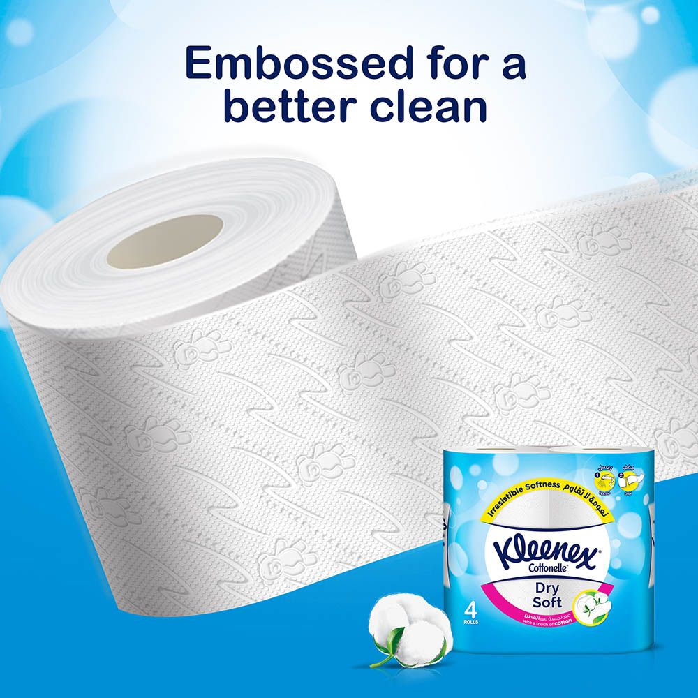 Kleenex - Dry Soft Toilet Tissue Paper, 2 PLY, 80 Rolls x 200 Sheets, Embossed Bathroom Tissue with a Touch Of Cotton