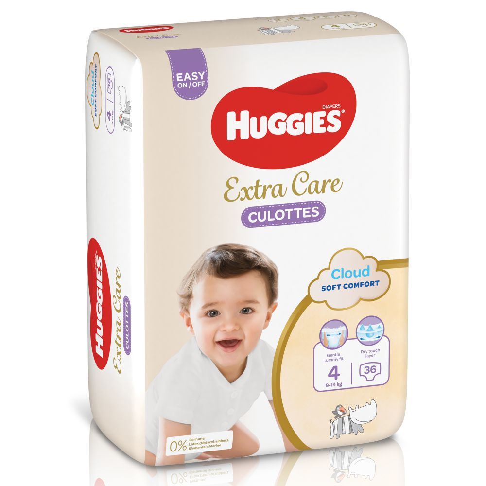 Huggies - Extra Care Culottes, Size 4, 9-14 kg, 36 Diaper Pants