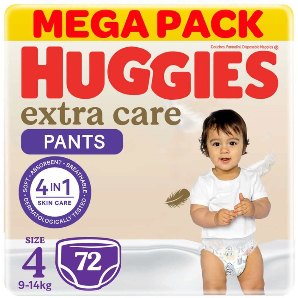 Huggies - Extra Care Culottes, Size 4, 9-14 kg, Mega Pack, 72 Diaper Pants