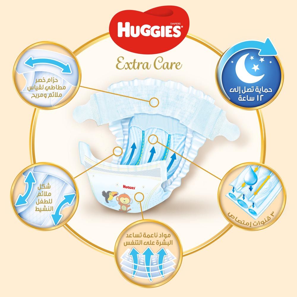 Huggies - Extra Care, Size 4, 8 -14 kg, Twin Jumbo Pack, 136 Diapers