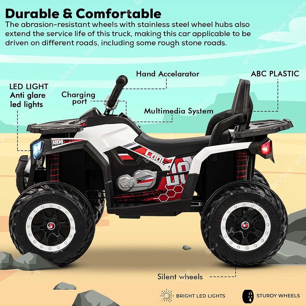 Amsham - ATV Quad Baby Love Ride On Bike - White - 12V