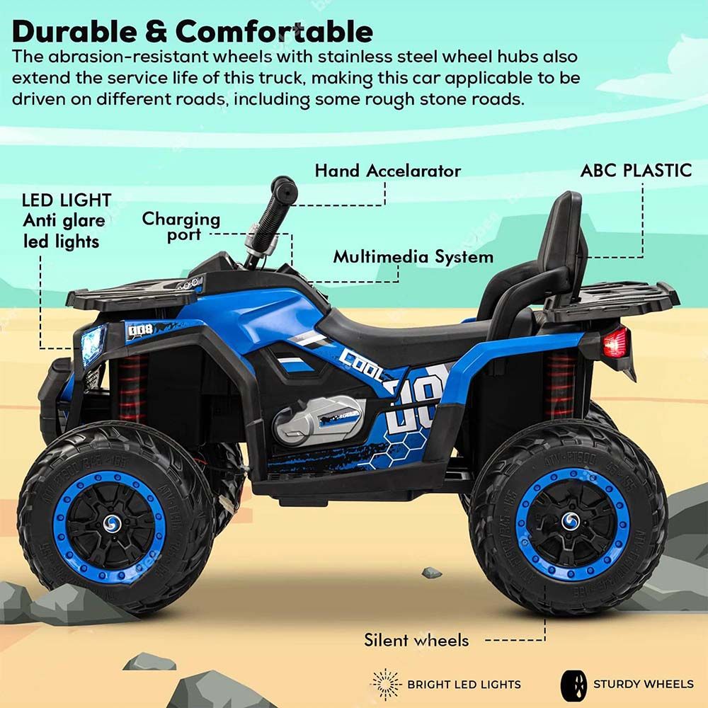 Amsham - ATV Quad Baby Love Ride On Bike - Blue - 12V