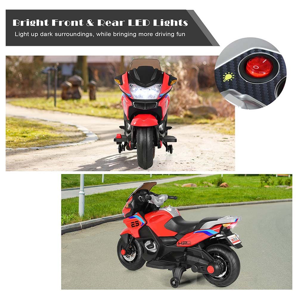 Amsham - Kids Electric Motorcycle Rideon Bike - Red - 12V