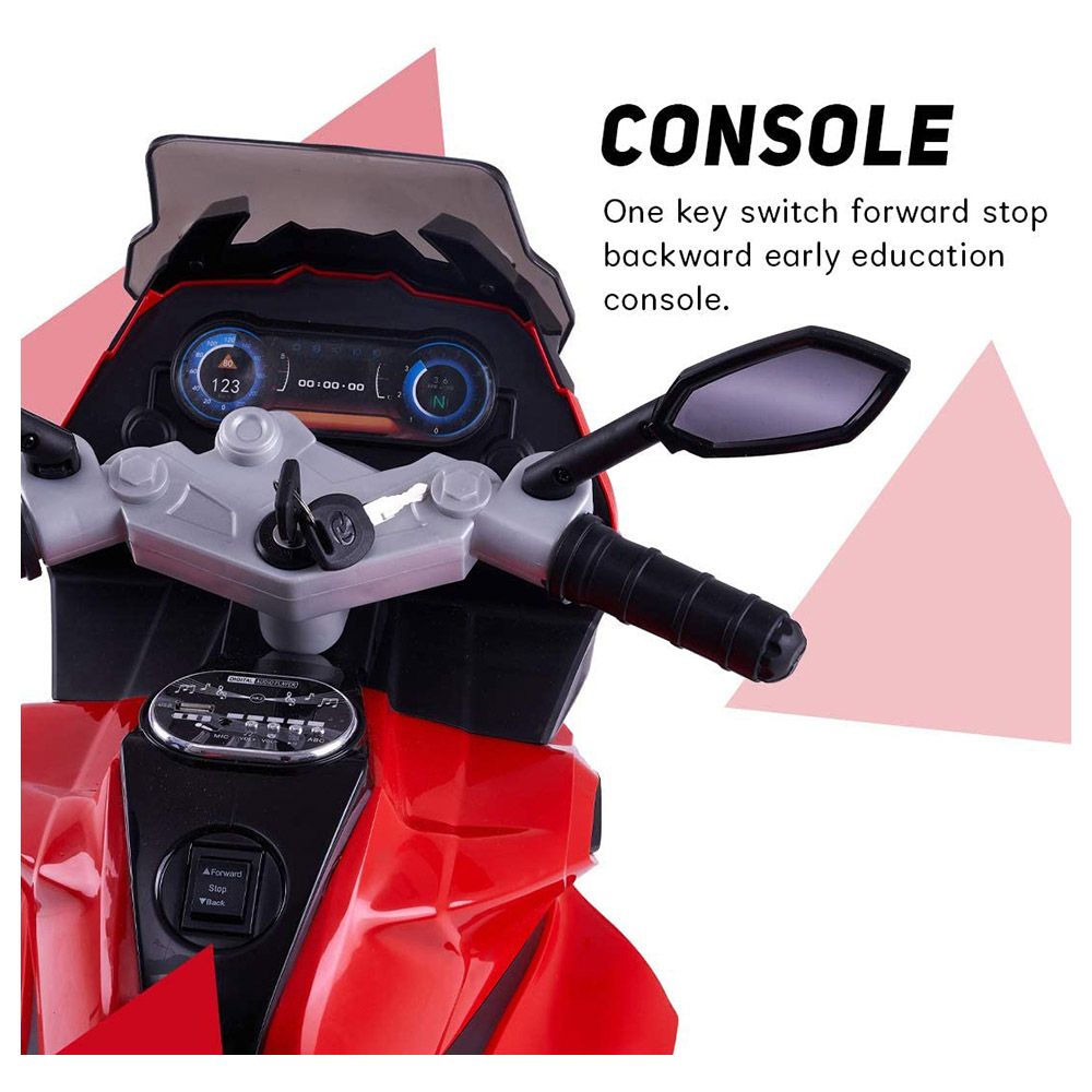 Amsham - Baby Love Kids Rideon Motorcycle - Red - 12V