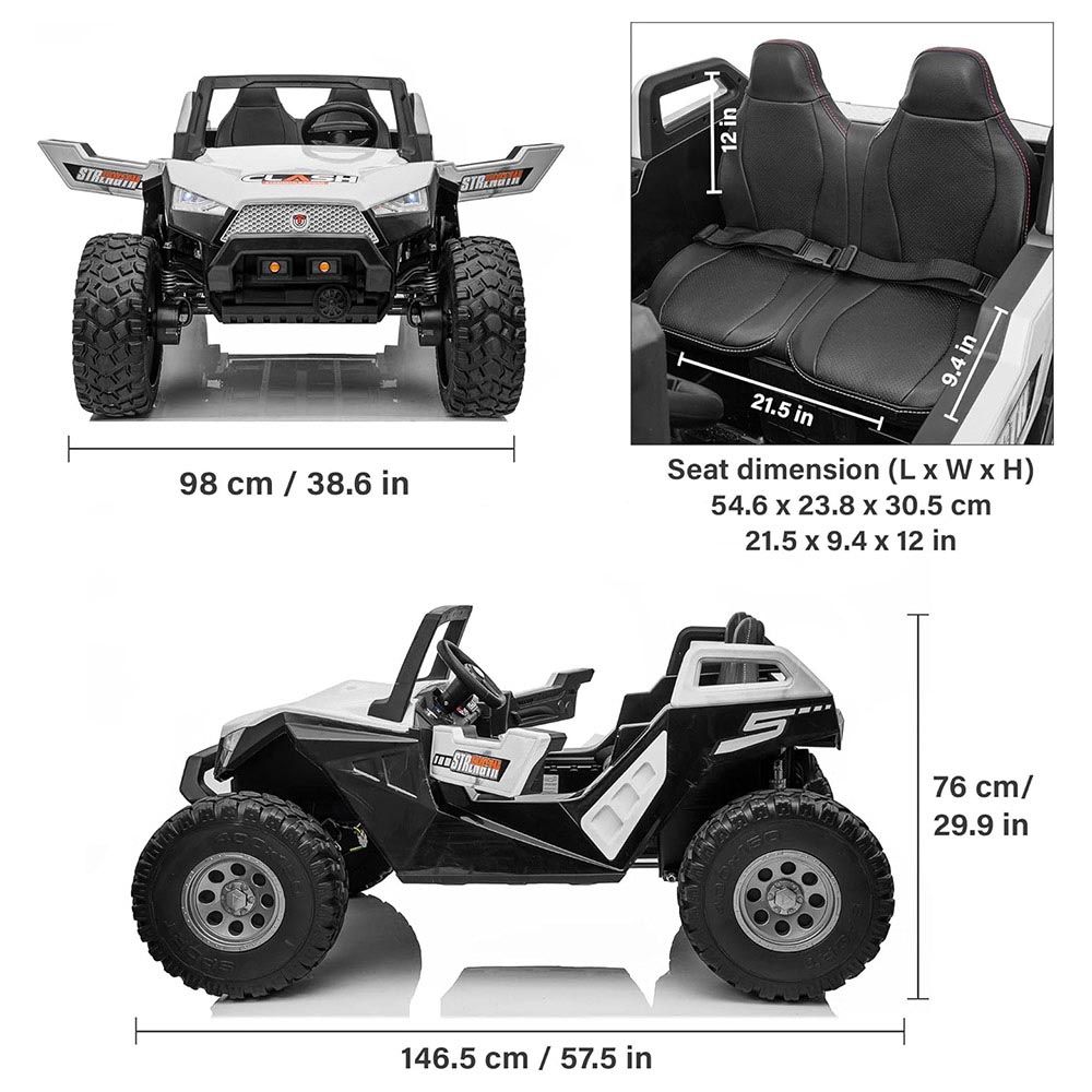 Amsham - Jeep UTV 4X4 Super Buggy Rideon Car - White - 24V