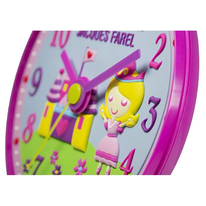 Jacques Farel - Princess Wall Clock Kids Room For Girl - 22cm