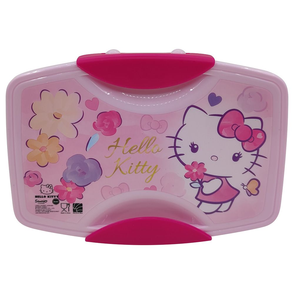 Hello Kitty - PP 2 Compartments Lunch Box w/ Fork & Spoon - Pink