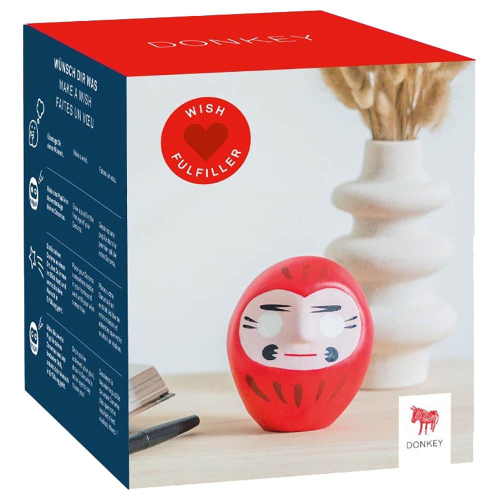 Donkey - Daruma Wish Fulfiller Decor Piece - Red