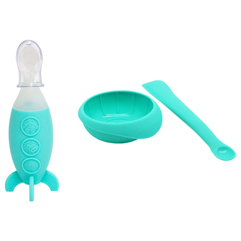 Marcus & Marcus - Silicone Baby First Feeding Set - Blue