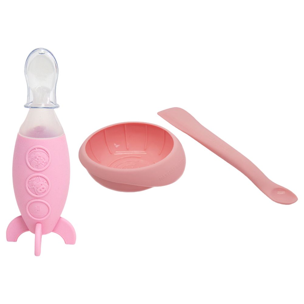 Marcus & Marcus - Silicone Baby First Feeding Set - Pink