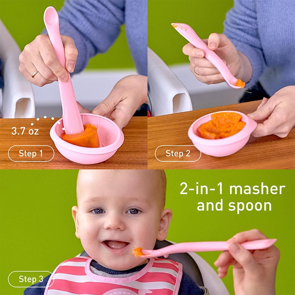 Marcus & Marcus - Silicone Baby First Feeding Set - Pink