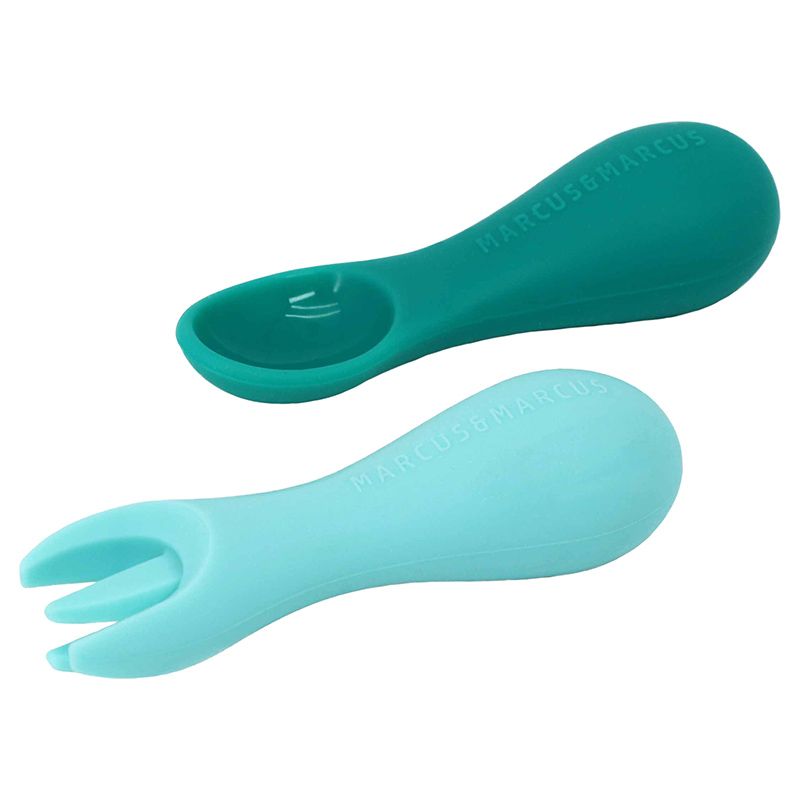 Marcus & Marcus - Silicone Palm Grasp Spoon & Fork Set-Ollie