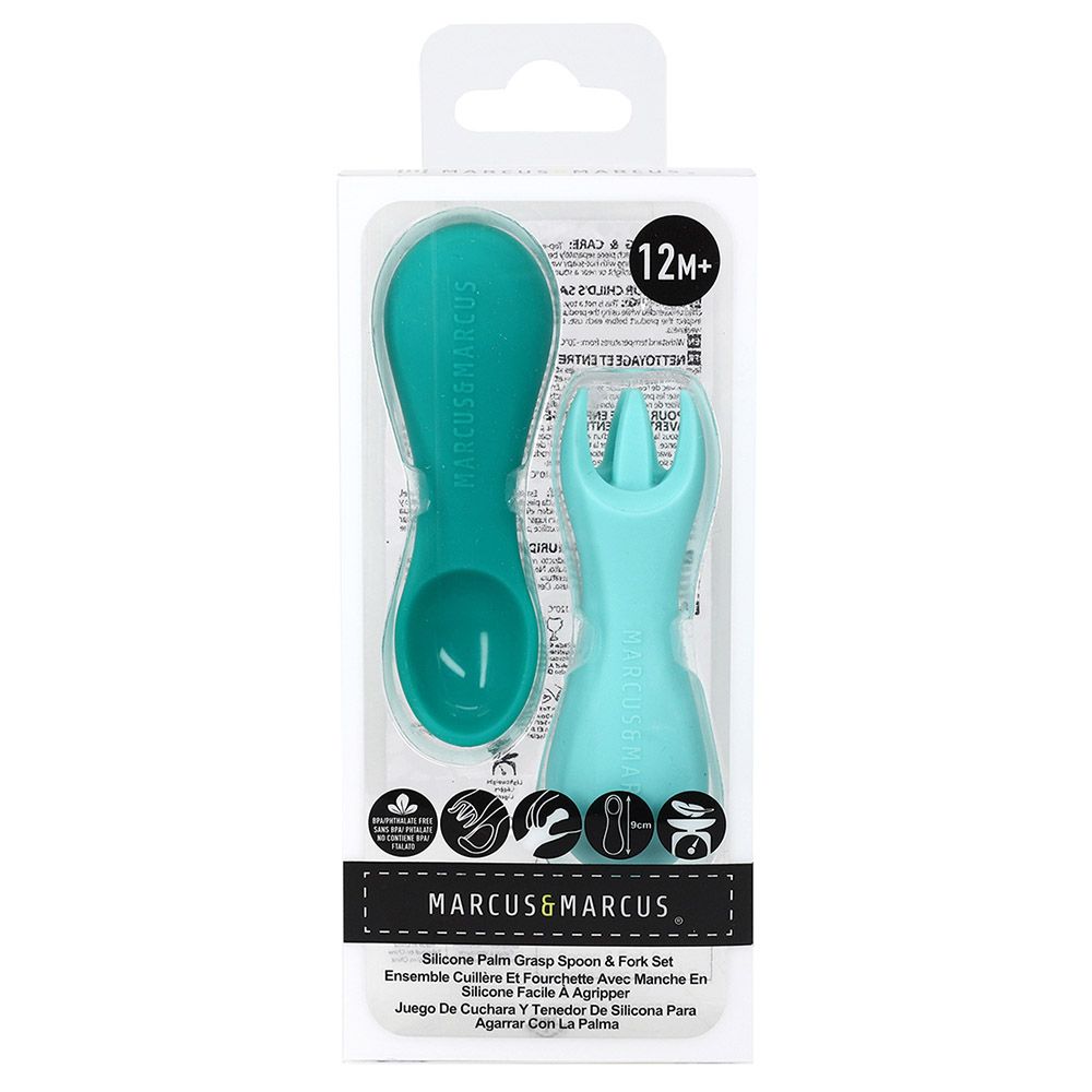 Marcus & Marcus - Silicone Palm Grasp Spoon & Fork Set-Ollie