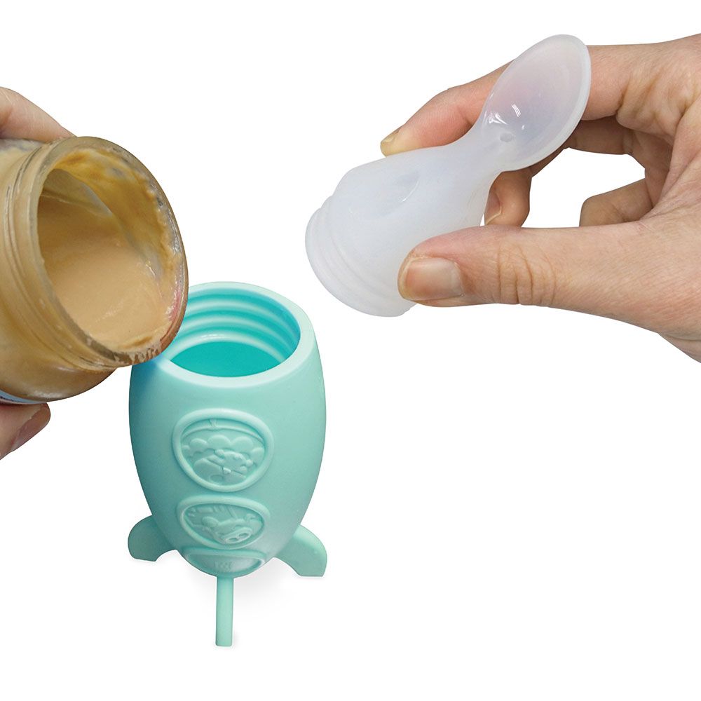 Marcus & Marcus - Silicone Baby Food Dispensing Spoon w/Cap - Blue