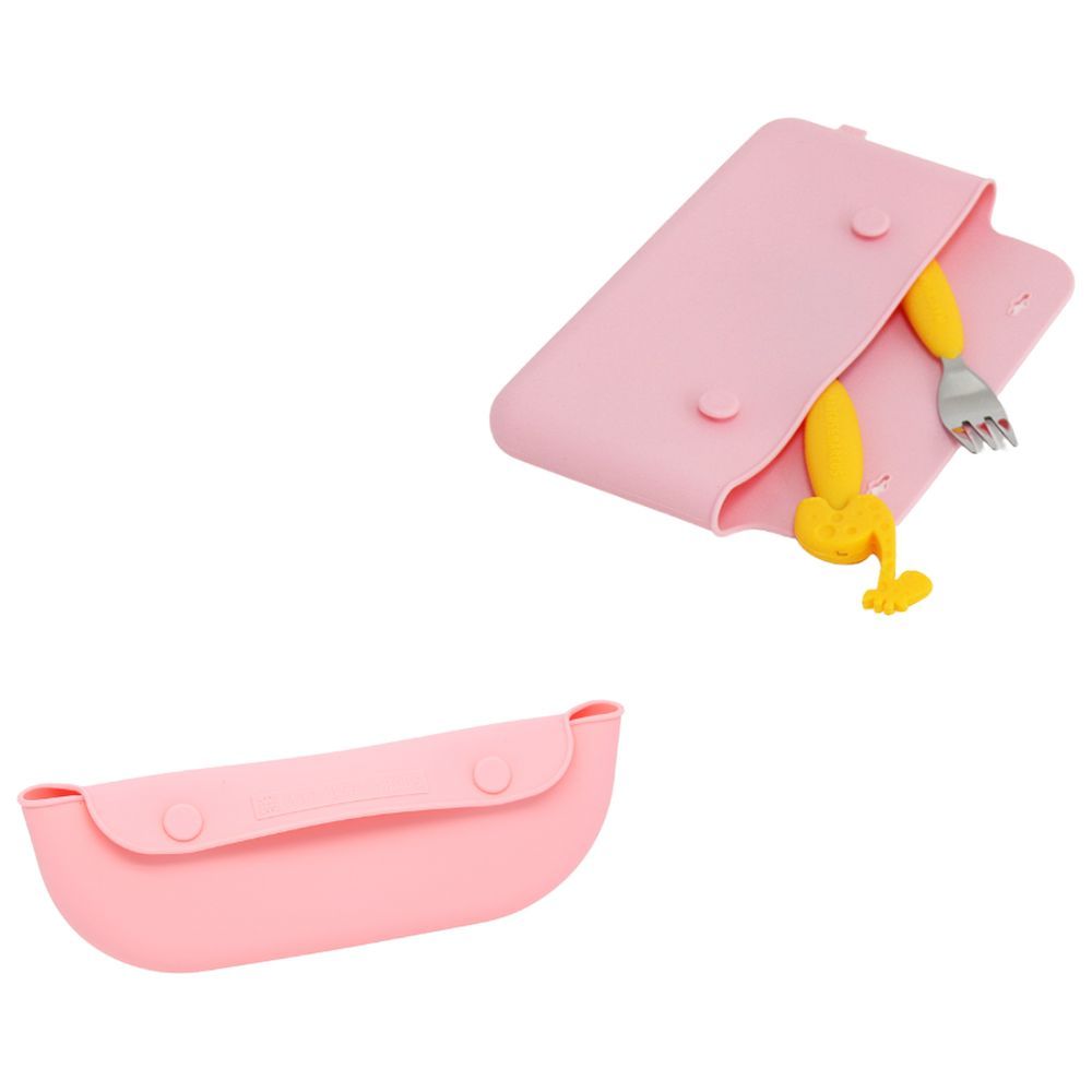 Marcus & Marcus - Roll Up Bib W/ Cutlery Pouch - Pink