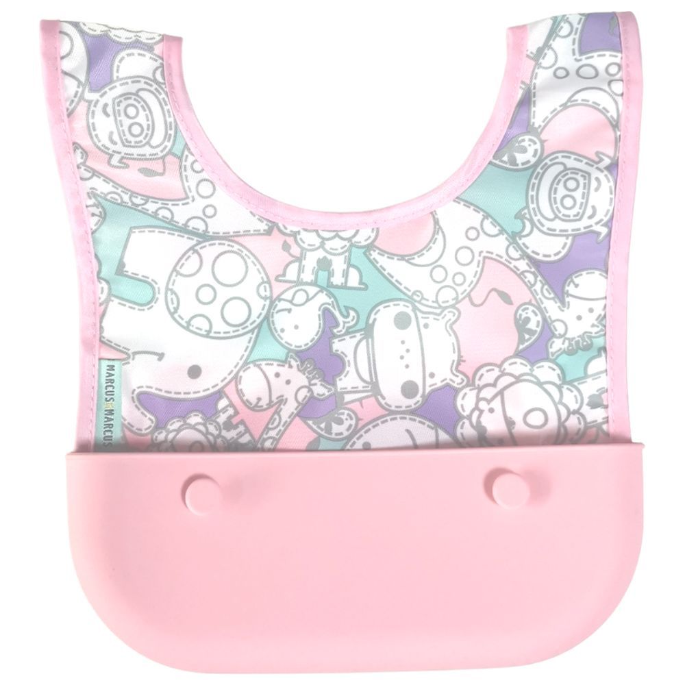 Marcus & Marcus - Roll Up Bib W/ Cutlery Pouch - Pink