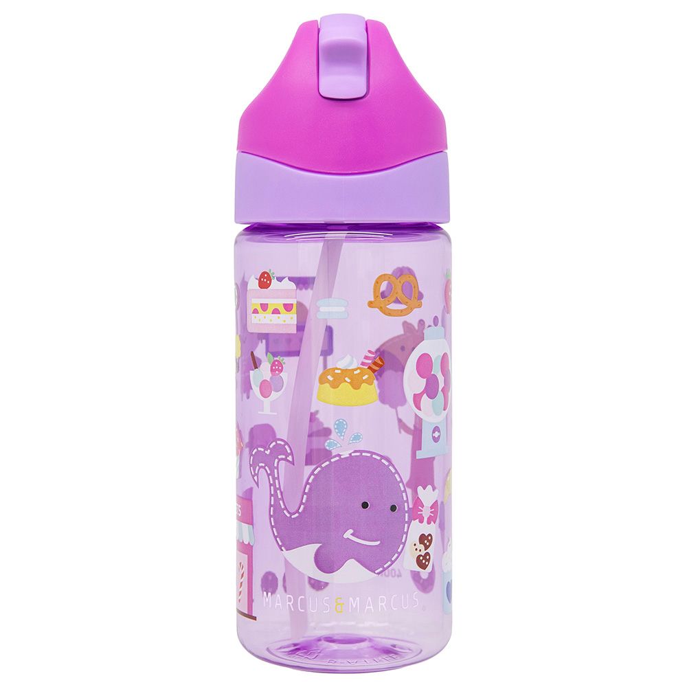 Marcus & Marcus - Germ Repel Tritan Straw Water Bottle - Lolly, 400ml - Purple