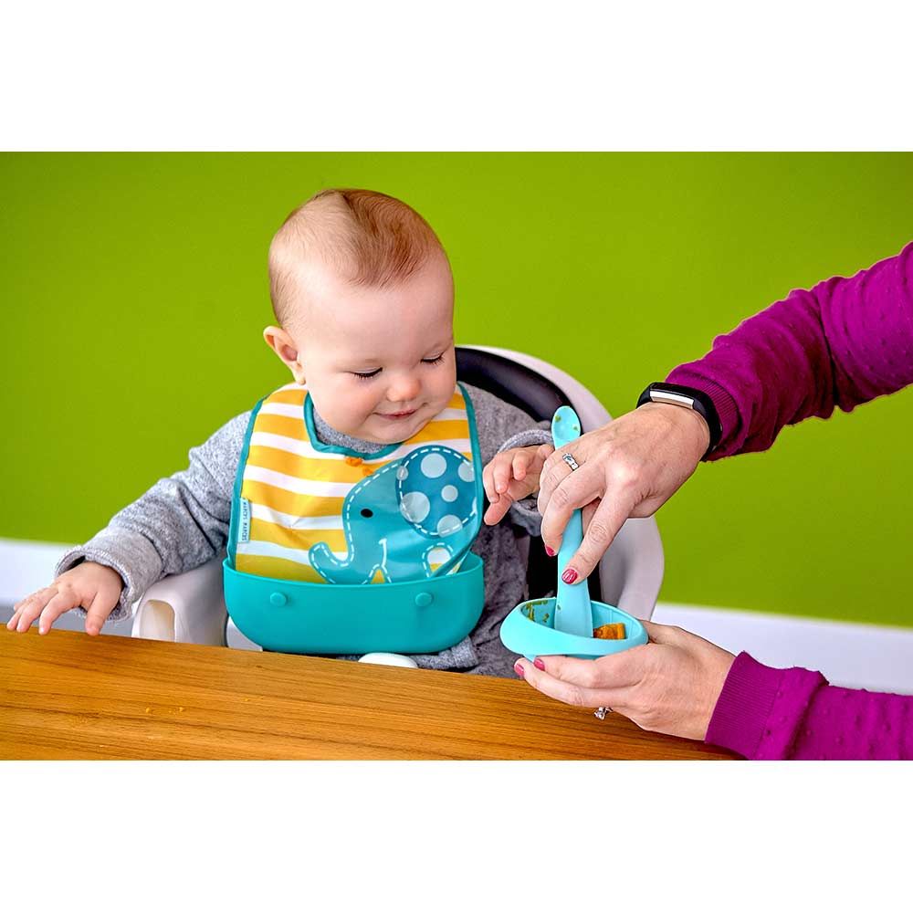 Marcus & Marcus - Silicone Food Masher Spoon & Bowl Set- Blue