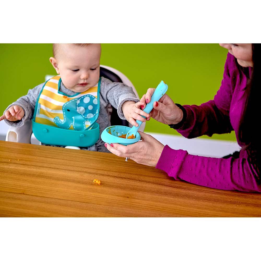 Marcus & Marcus - Silicone Food Masher Spoon & Bowl Set- Blue