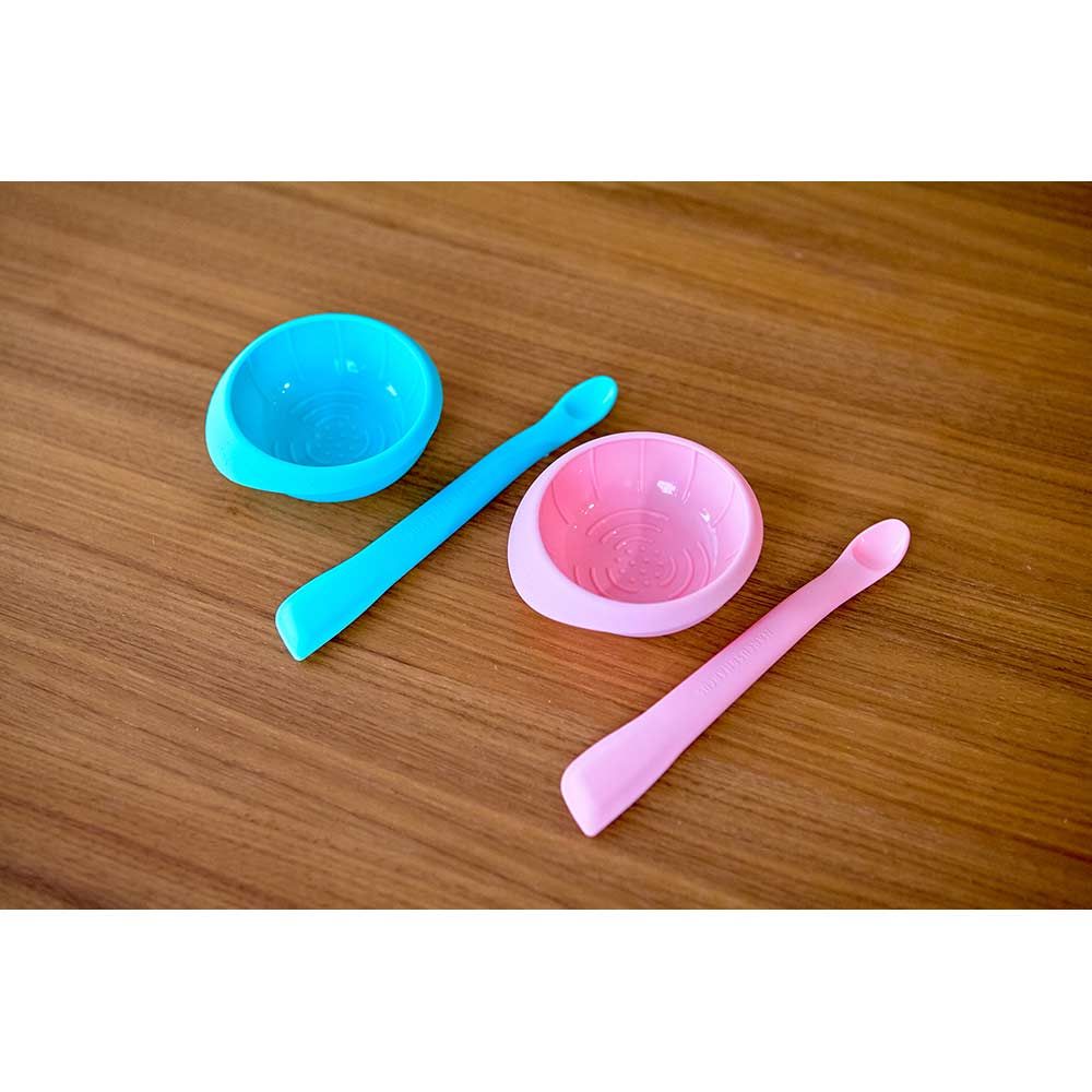 Marcus & Marcus - Silicone Food Masher Spoon & Bowl Set- Blue