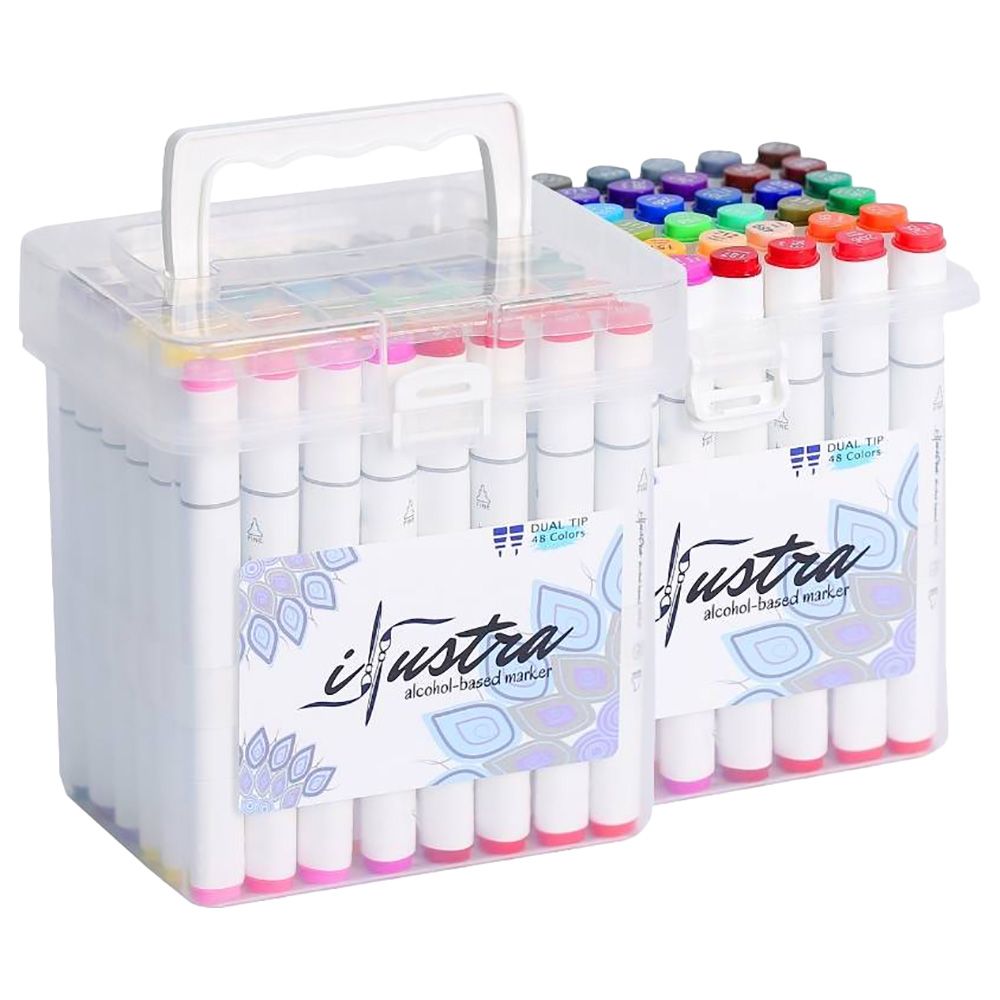 ILLUSTRA - Alcohol-Based Artist Drawing Marker Set 48Pcs