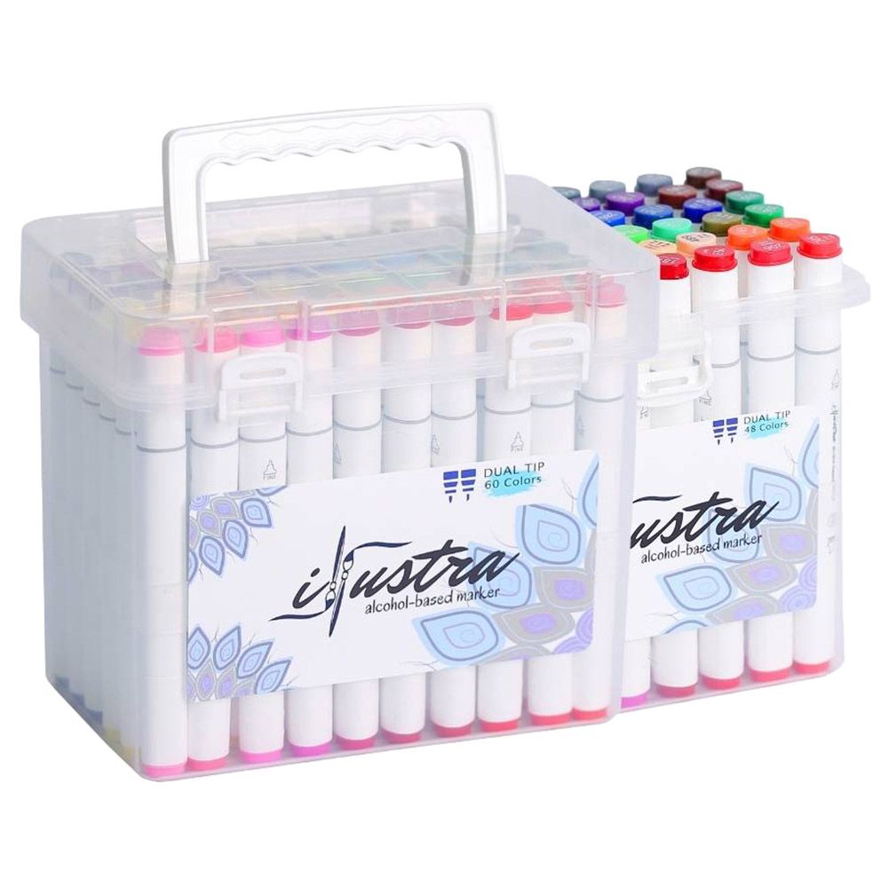 ILLUSTRA - Alcohol-Based Artist Drawing Marker Set 60Pcs