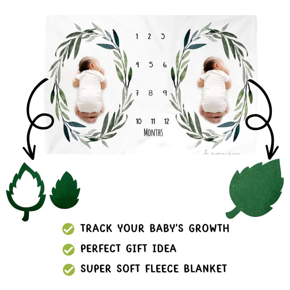 Babies Basic - Customizable Milestone Blanket - Leaves