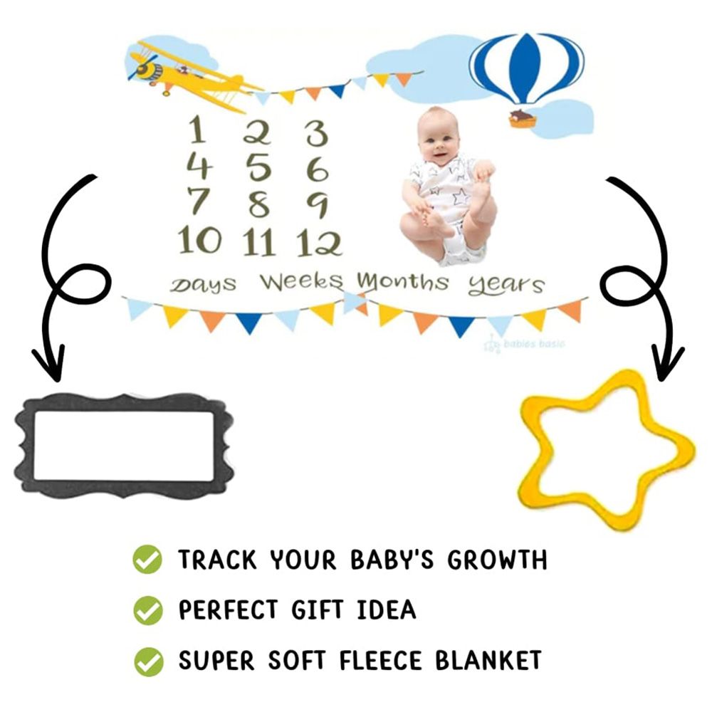 Babies Basic - Customizable Milestone Blanket - Airplane