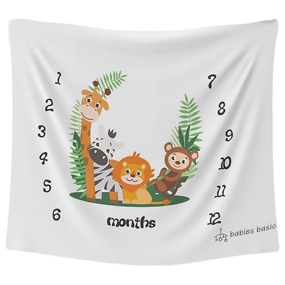 Babies Basic - Customizable Milestone Blanket - Jungle Animals