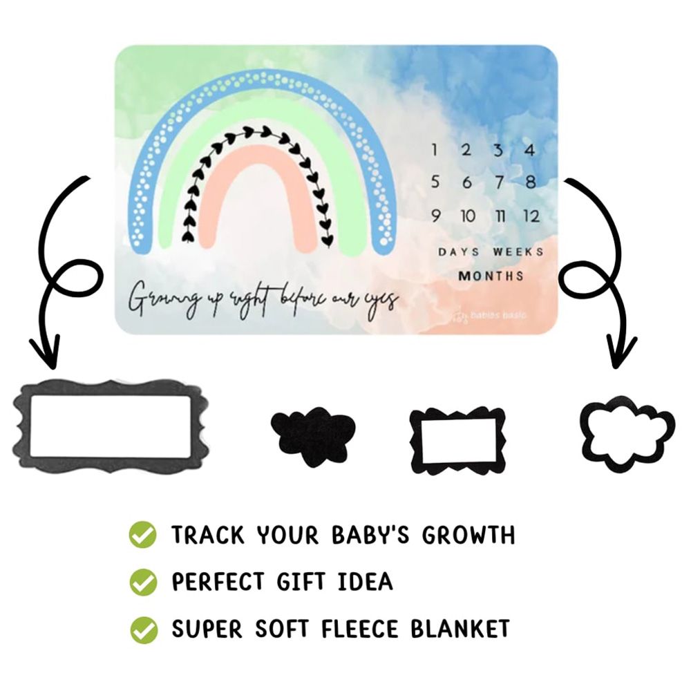 Babies Basic - Customizable Milestone Blanket - Rainbow