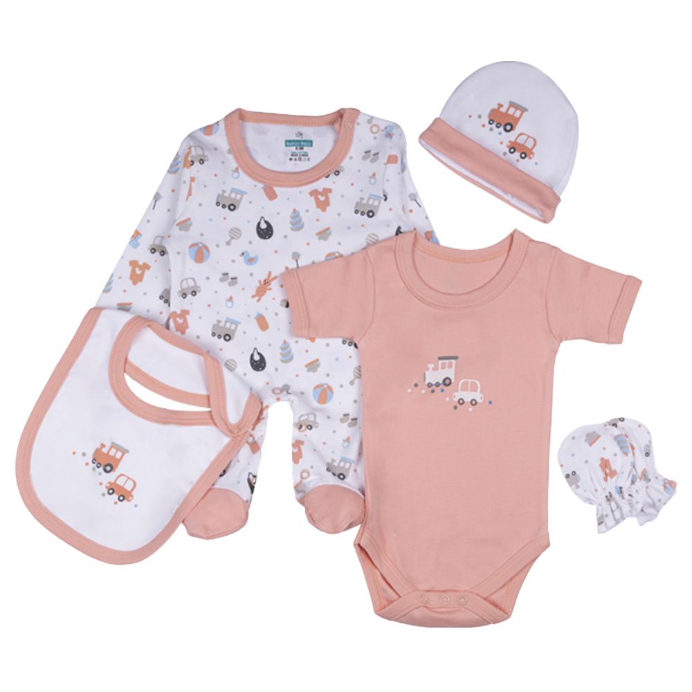 Babies Basic - 5pc-Set - Unisex 100% Cotton Gift Box - Pink