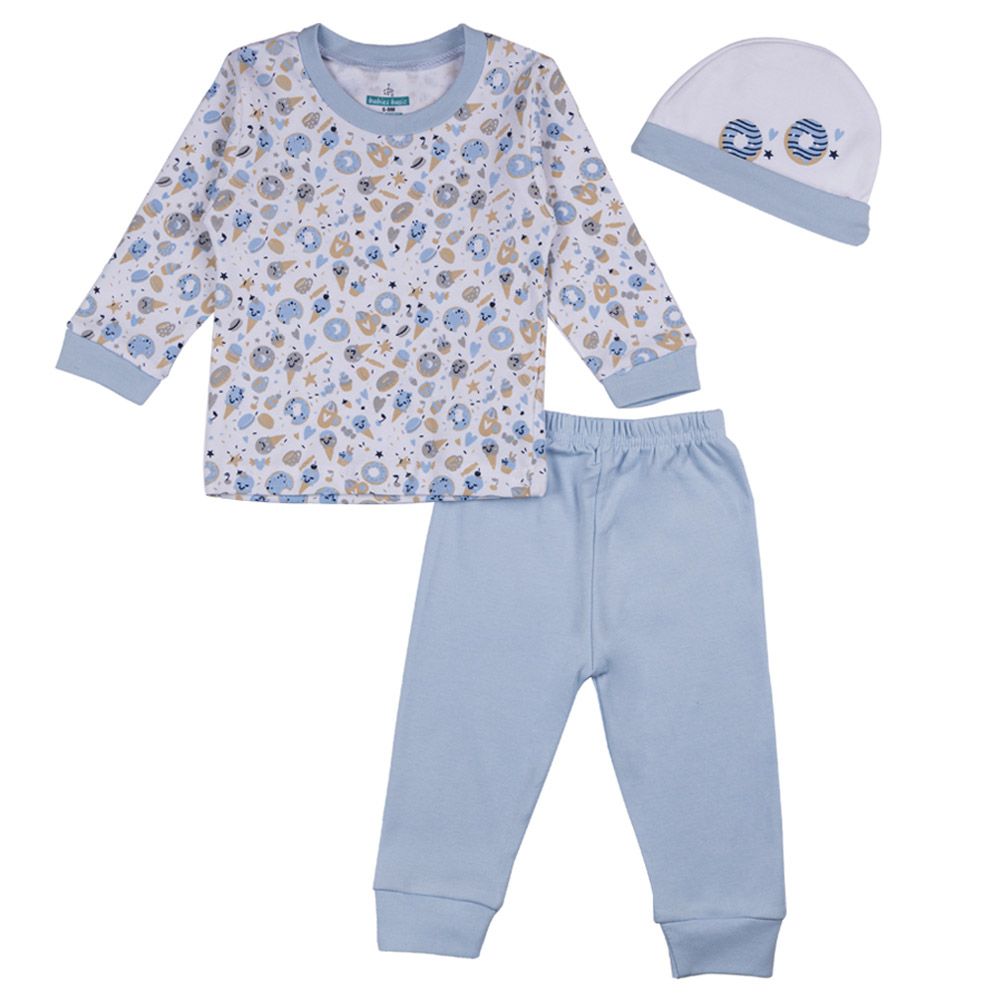 Babies Basic - 7pc-Set - Unisex 100% Cotton Gift Box - Blue