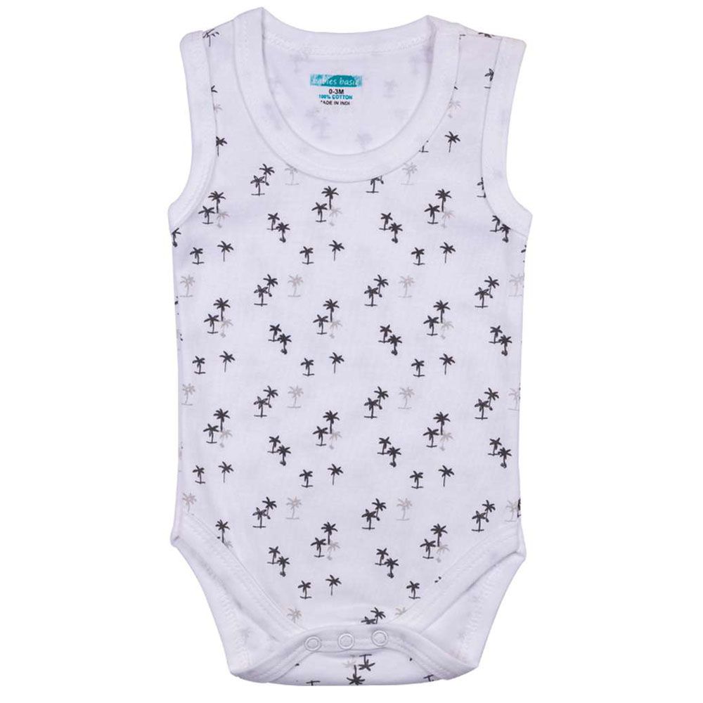 Babies Basic - 3pc-Set - Sleeveless Bodysuit - White Printed