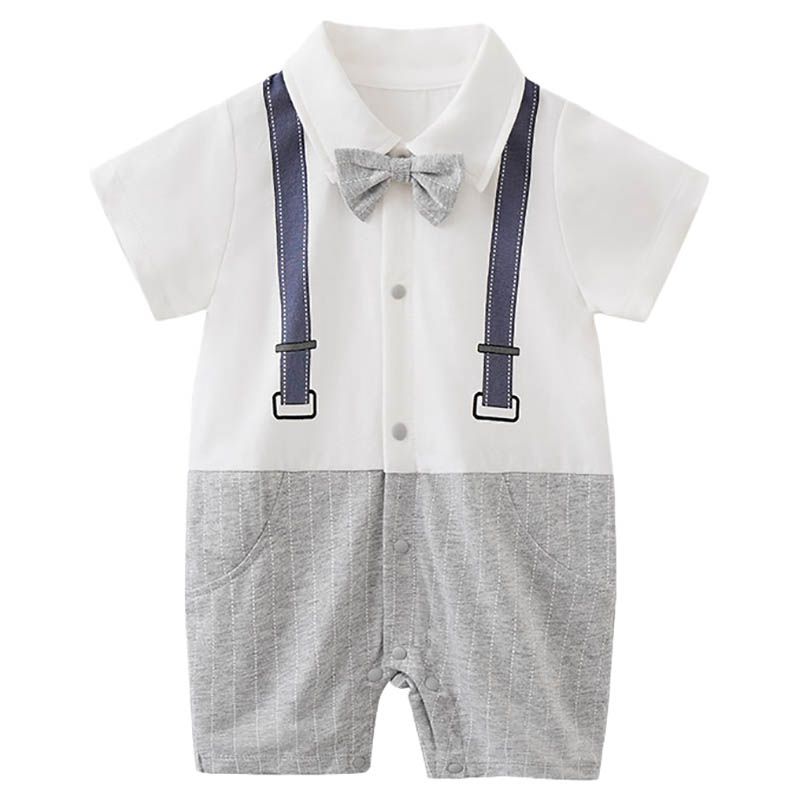 Sugar Rush - Solid Classic Short Sleeves Romper - Grey