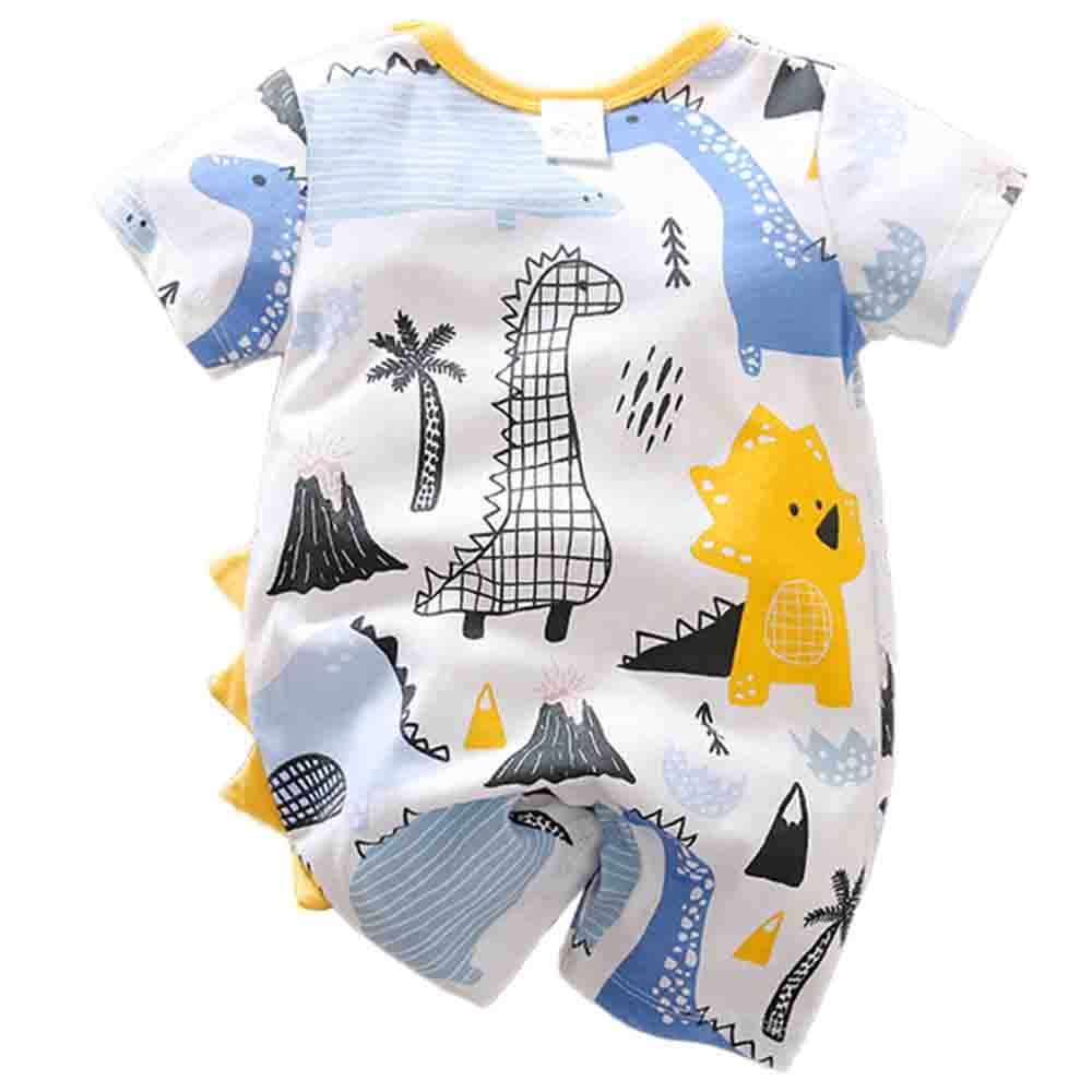 Sugar Rush - Round Neck Short Sleeves Romper, White_0m-18m