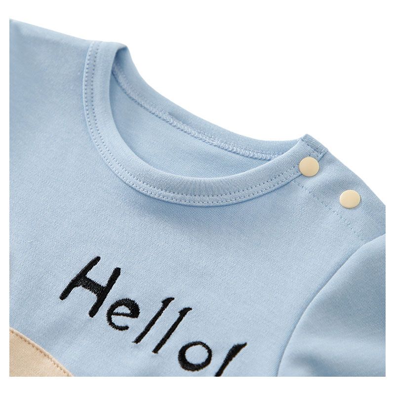 Sugar Rush - Hello! Printed Regular Romper - Blue_0m-18m