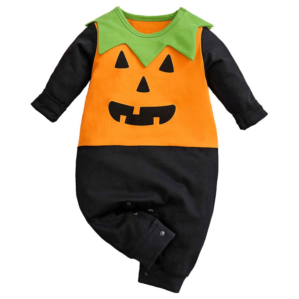 Sugar Rush - Halloween Round Neck Full Sleeves Jumpsuit - Orange