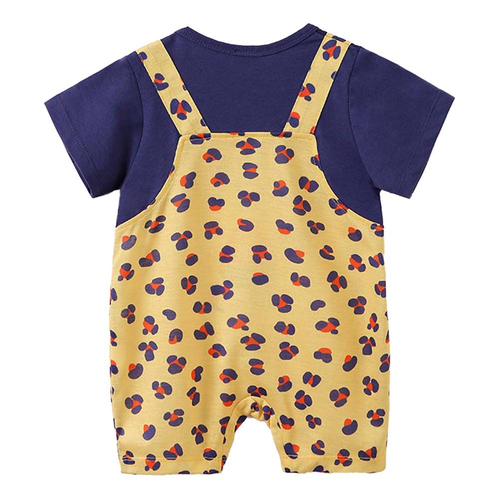 Sugar Rush - Round Neck Short Sleeves Romper - Navy Blue