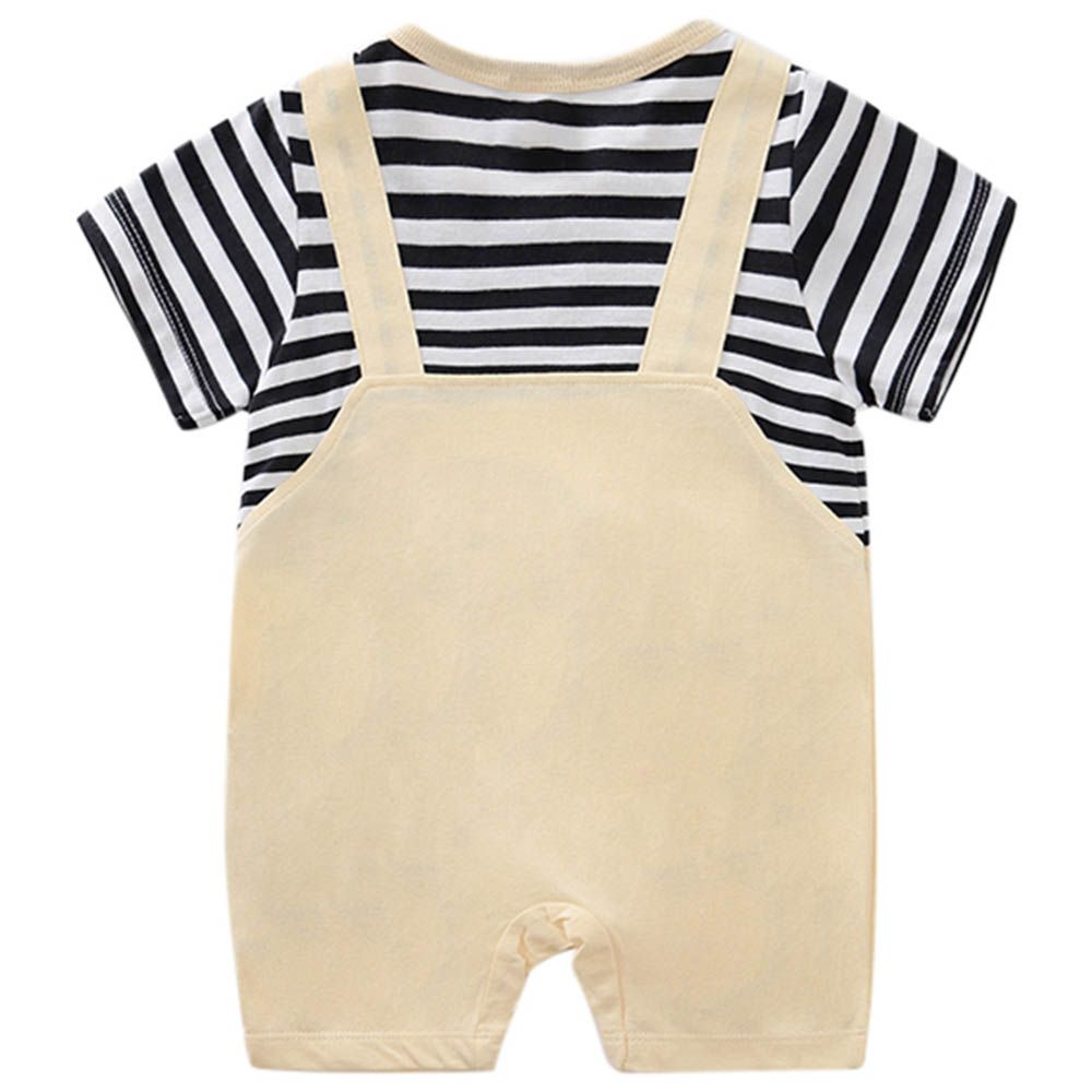 Sugar Rush - Striped Short Sleeves Romper - Blue